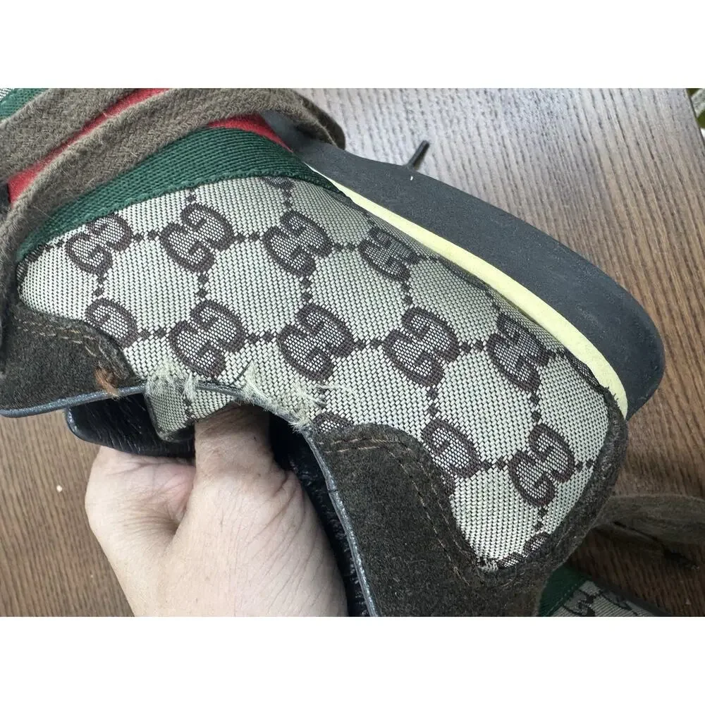 mens Gucci BASKETS gg green red web - 117711 shoe sneaker 38 us 8 (sh200thrifty